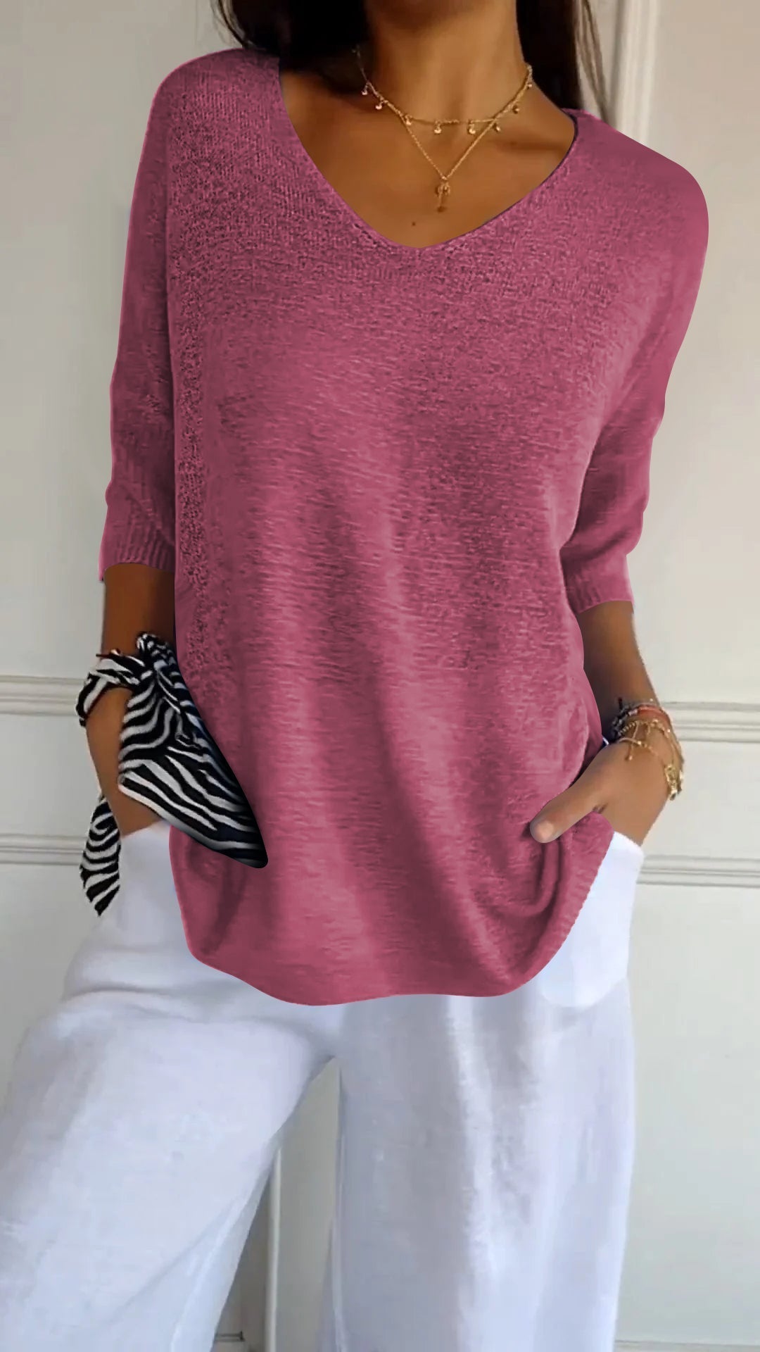 Anaé™ | Bluzka Tricot Aérien z Dekoltem w Szpic
