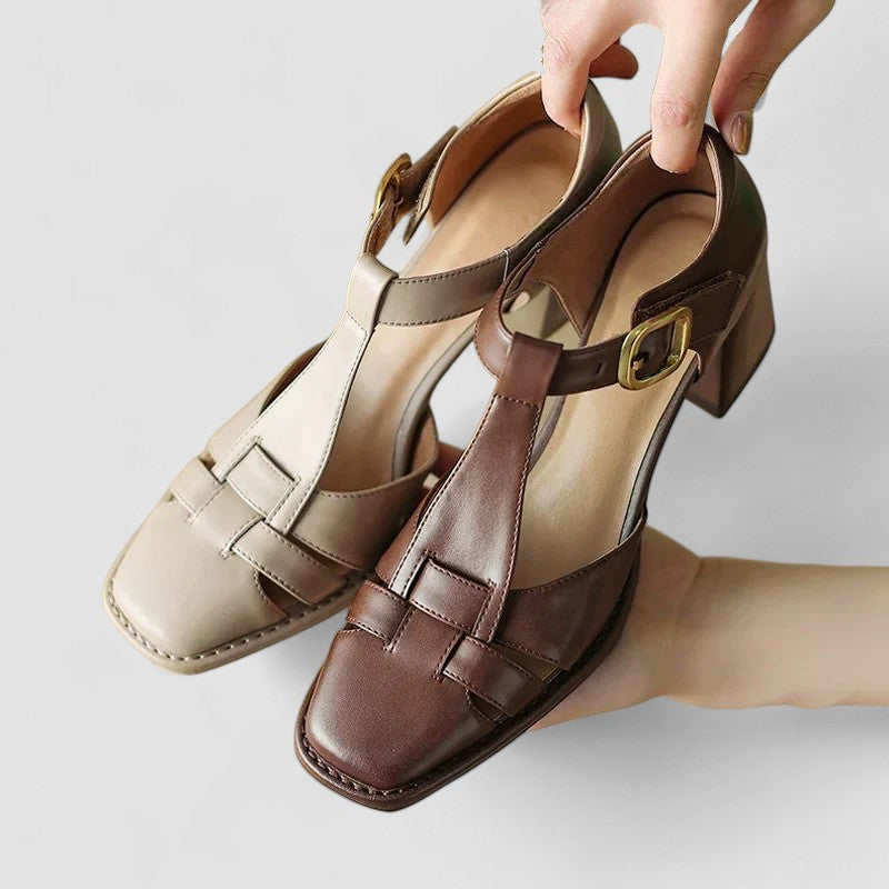 Scarlett – Ortopedyczne T-Strap Blokowe Obcasy