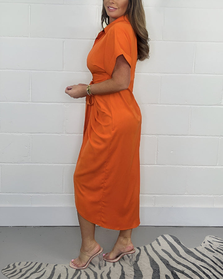 Monika™ | Elegancka Sukienka Midi z Plisowaną Tali