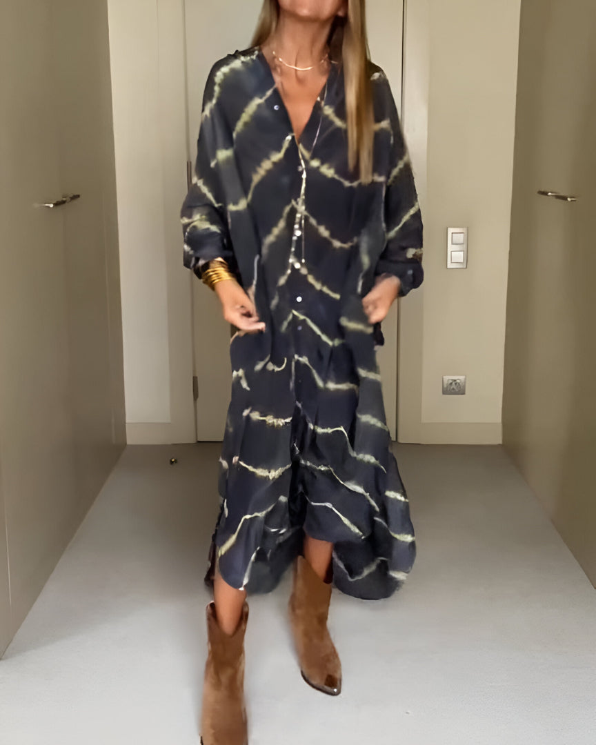 Liena™ | Długa Sukienka Boho w Paski