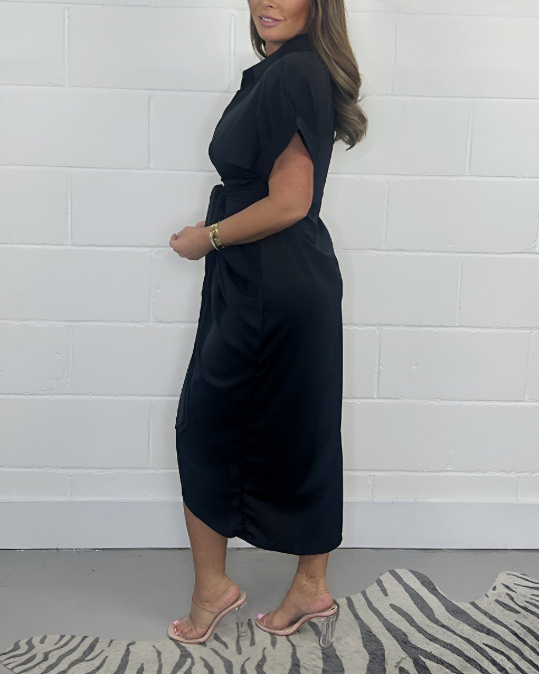 Monika™ | Elegancka Sukienka Midi z Plisowaną Tali