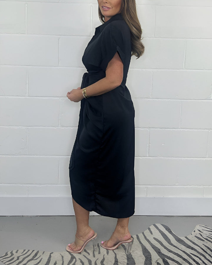 Monika™ | Elegancka Sukienka Midi z Plisowaną Tali