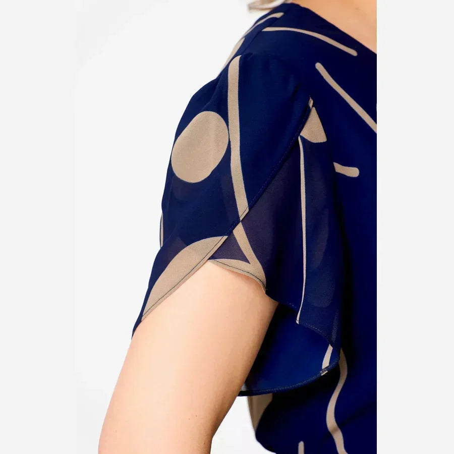 Ivy | Sukienka Midi W Granatowe Grochy