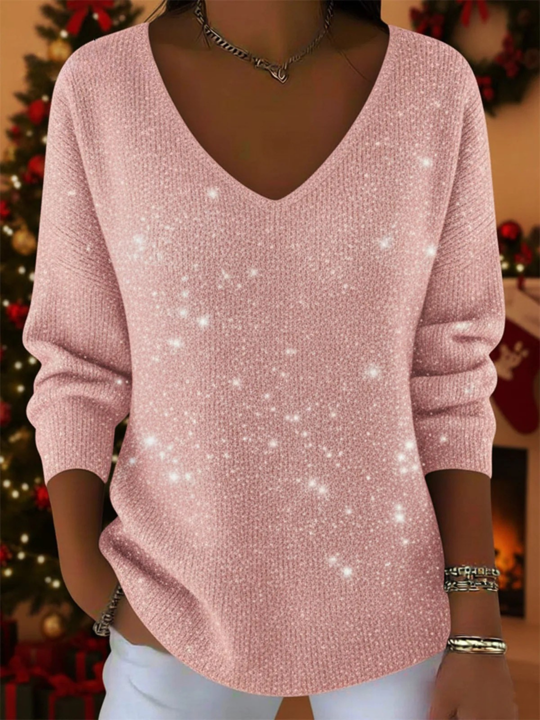 Lorienne – Świąteczny sweter z dekoltem