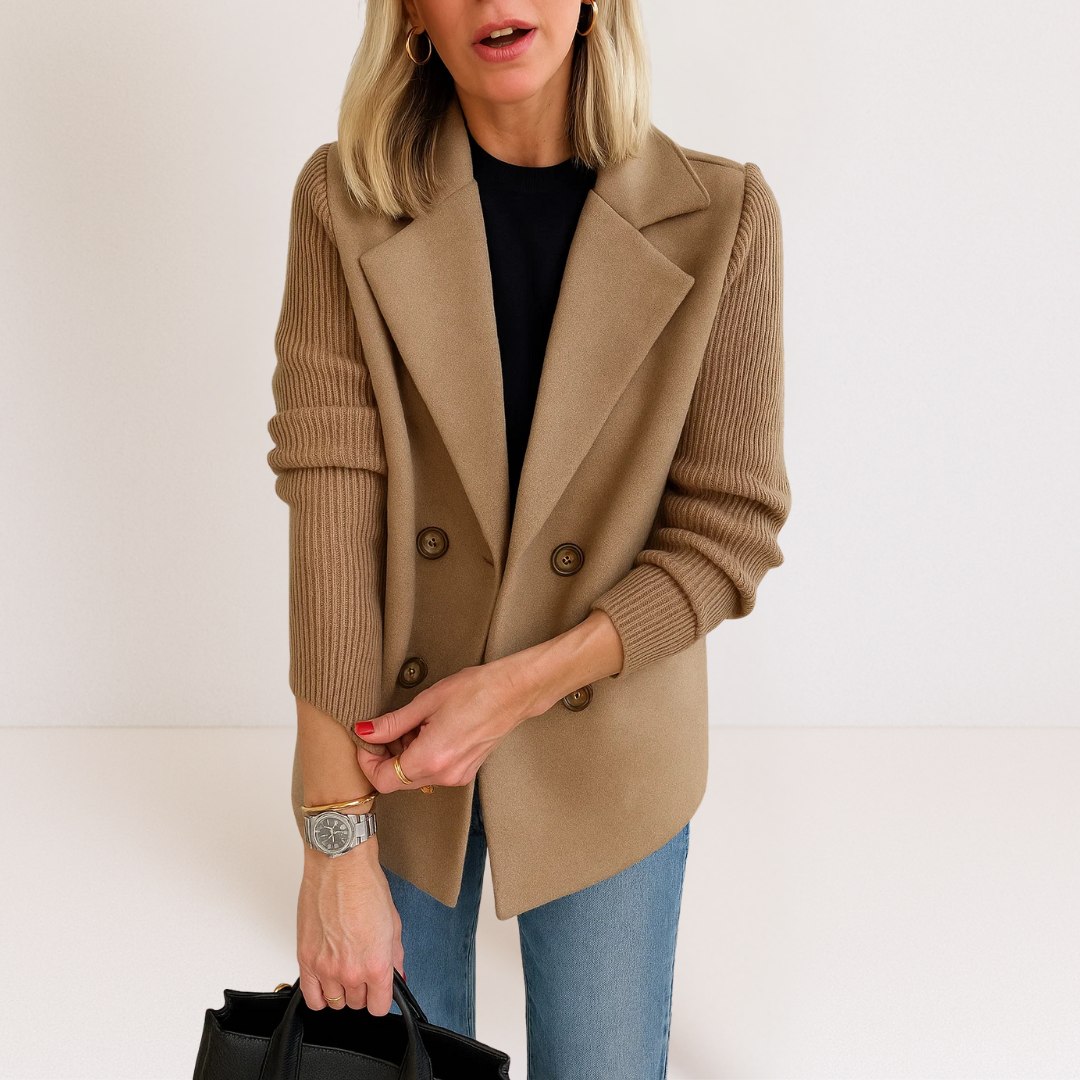 Martine™ - Elegancka Kurtka z Dzianinowymi Rękawami