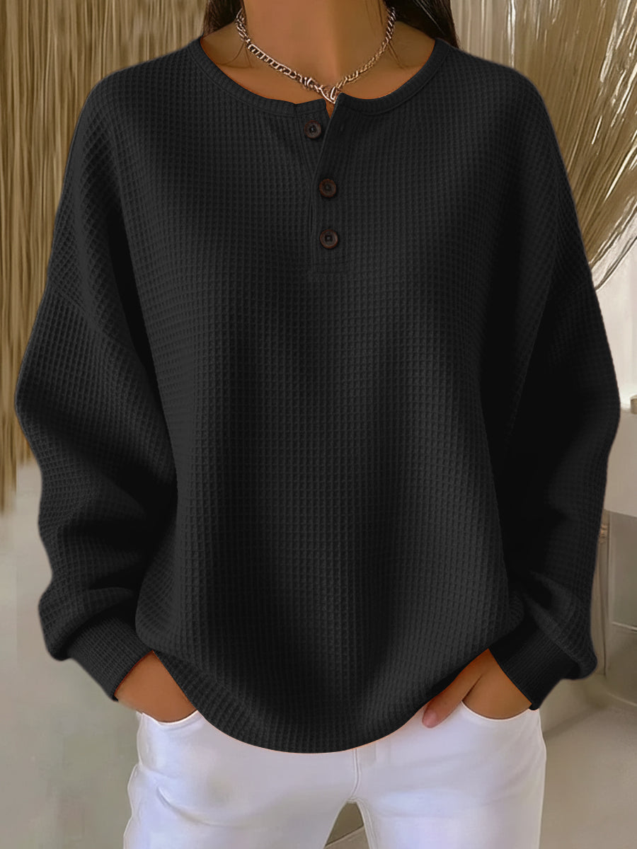 Kailani – Waflowa bluza z eleganckim kołnierzem