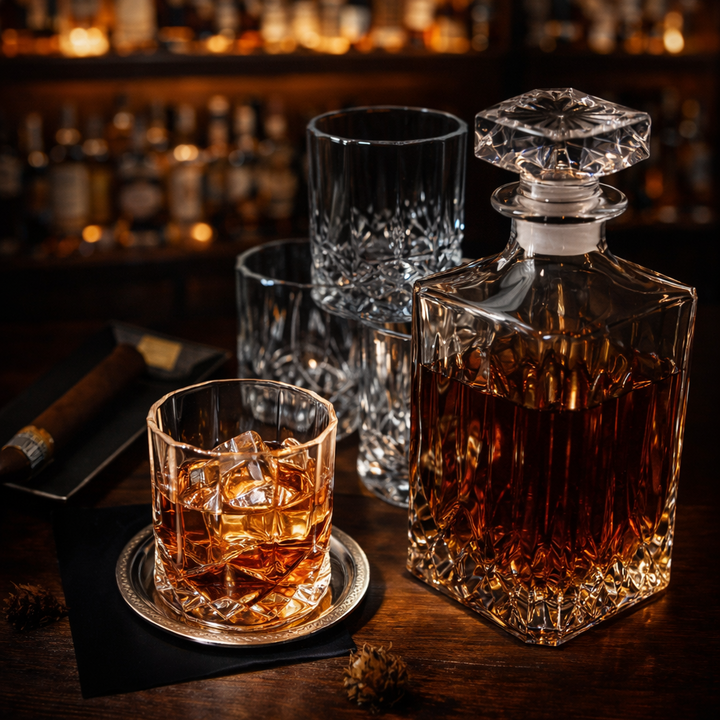 Butelka Whisky - Zestaw z Butelką i Szklanką