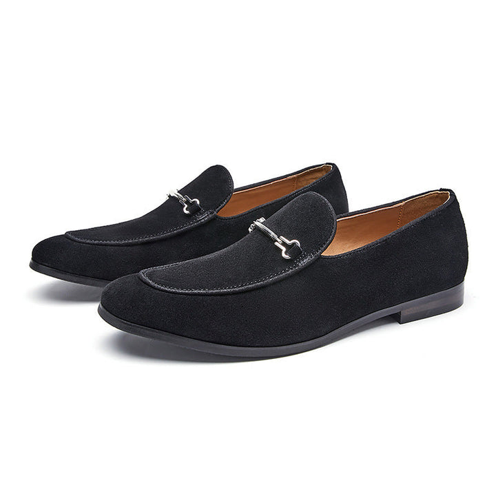 Skórzane loafersy z metalowym detalem