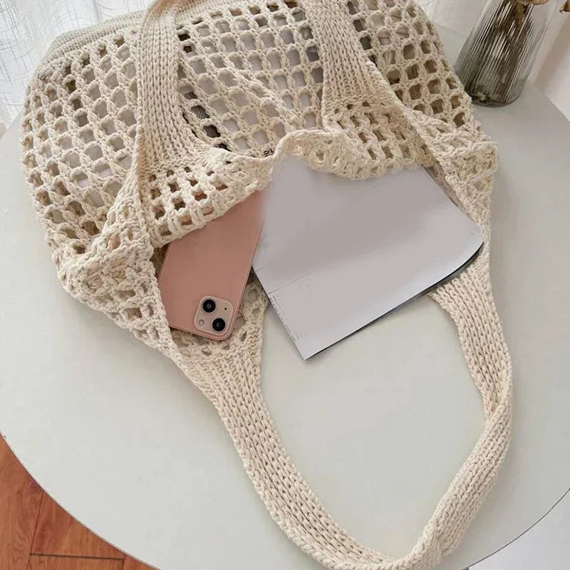 Tote torba z otwartym splotem w stylu boho