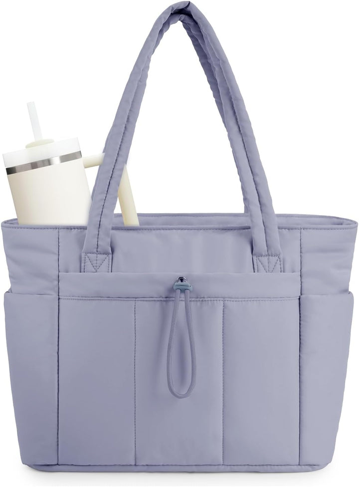 Pojemna damska tote torba na laptopa z bezpieczną kieszenią na kubek