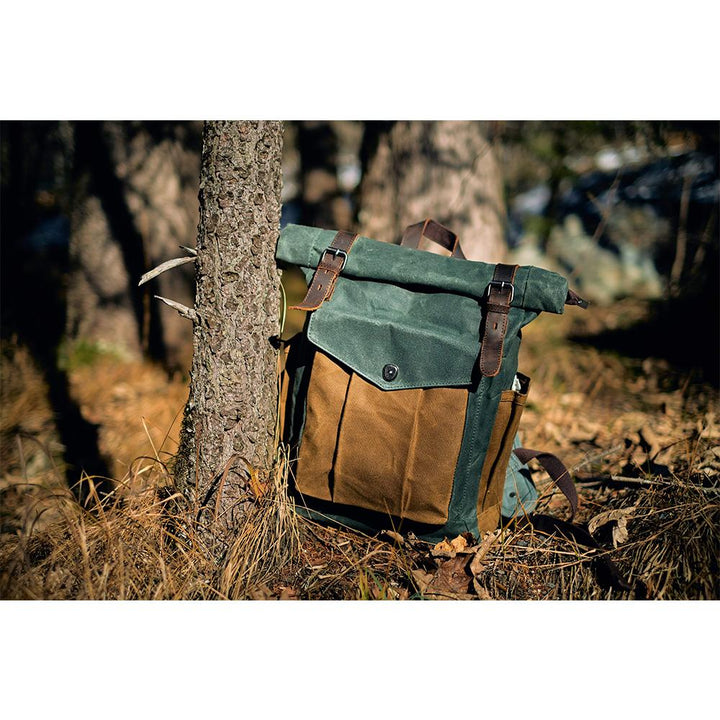 Woskowany płócienny plecak Rolltop | MARSEILLE
